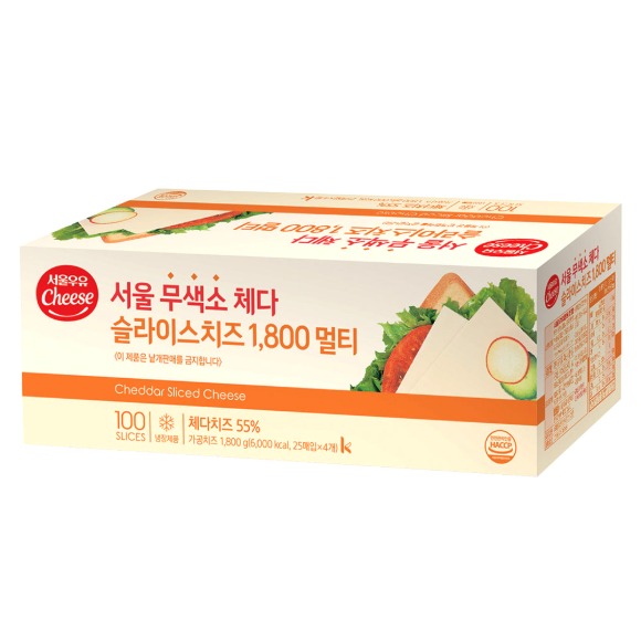 서울 냉장 무색소 체다치즈 25매 x 4입 1.8kg